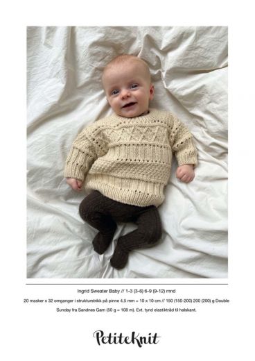 Strikkeoppskrift PetiteKit Ingrid sweater baby